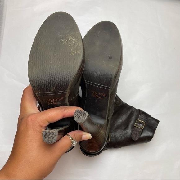 SE BOUTIQUE BY SAM EDELMAN Brown Leather Biker Buckle Boots - Picture 10 of 13
